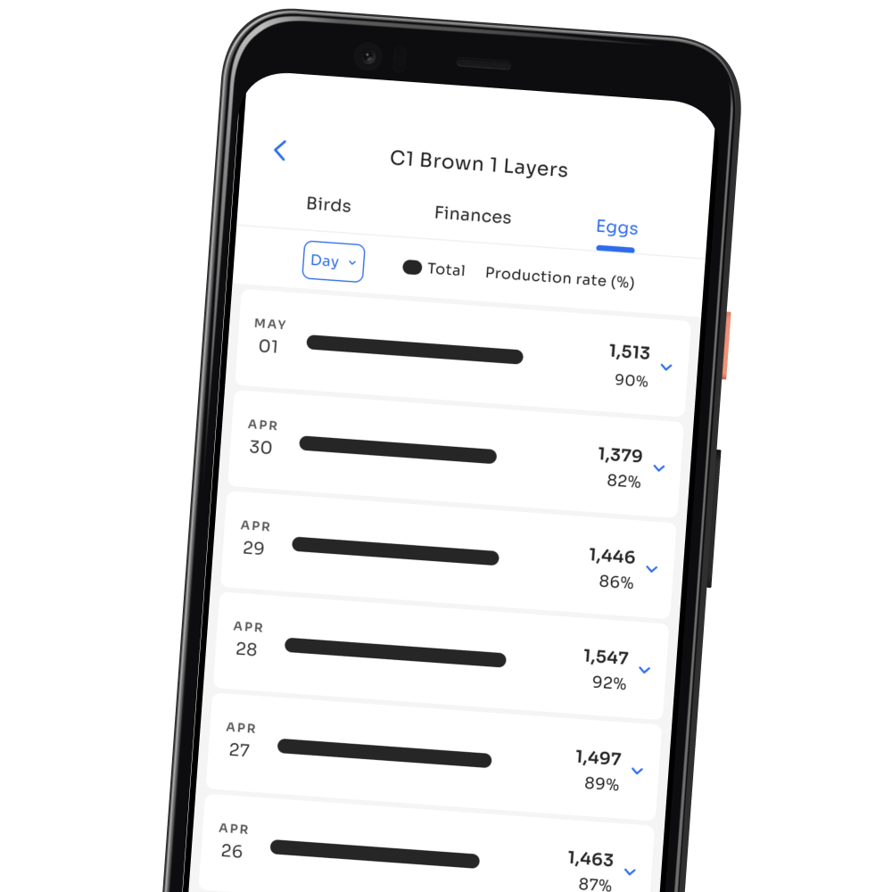 Poultry farming app: Kukufarm egg screen