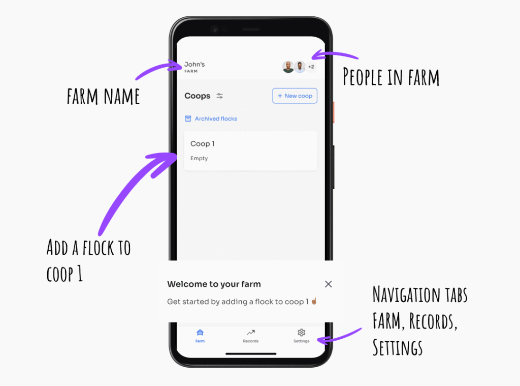 Kukufarm - poultry management app - Farm / Home screen